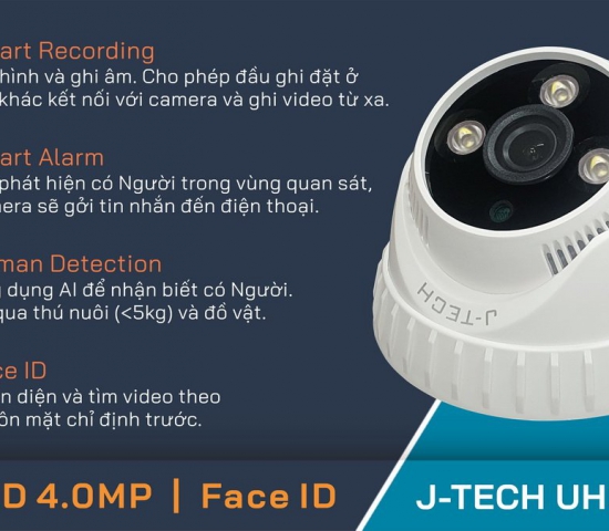 CAMERA IP/POE NHẬN DIỆN KHUÔN MẶT J-TECH HD3206D (FACE ID 4MP, GHI HÌNH, GHI ÂM)